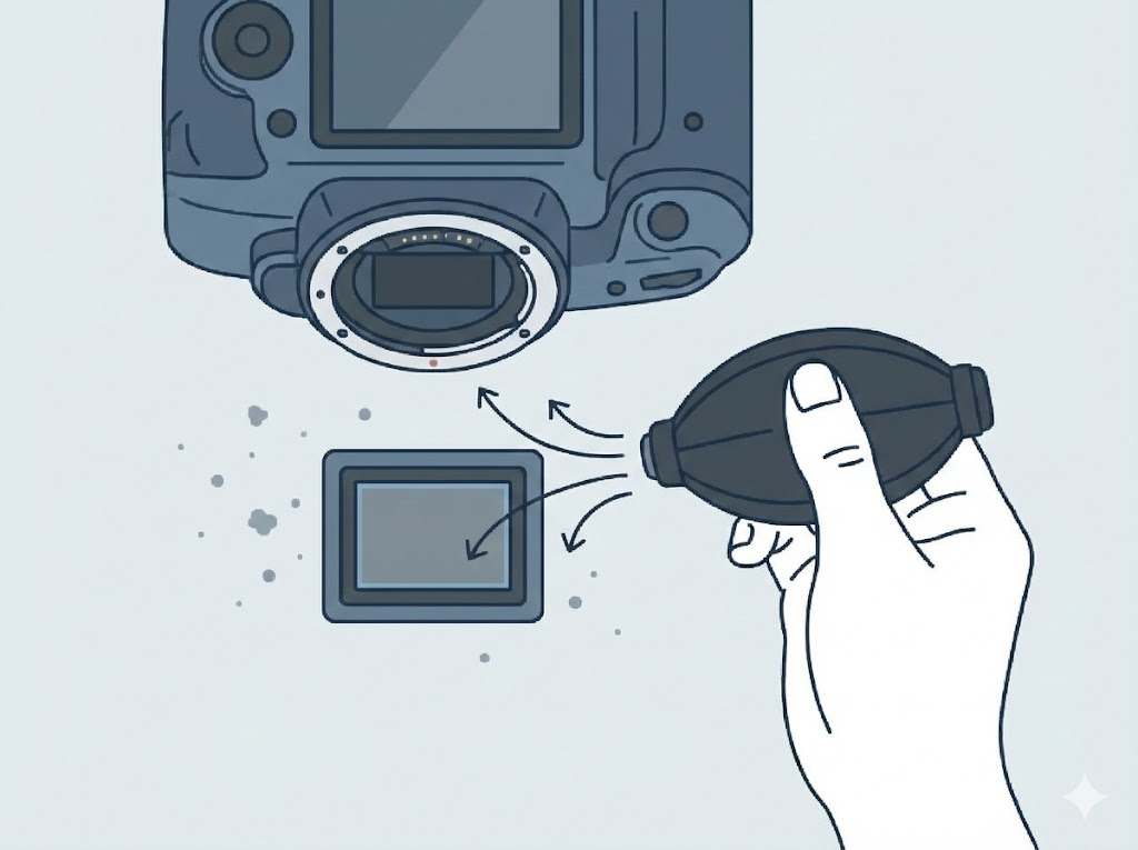 블로그 주인의 의도를 담아 AI로 생성된 카메라 청소하는 이미지