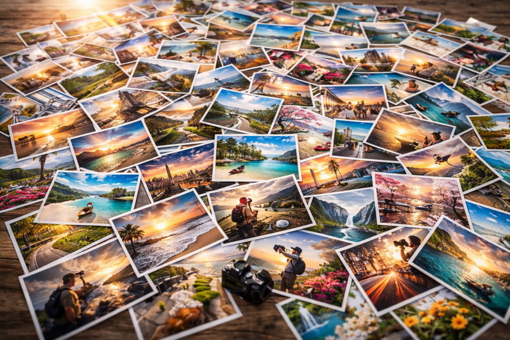 블로그 주인의 의도를 담아 AI로 생성된 수많은 사진이 흩어져 있는 사진
