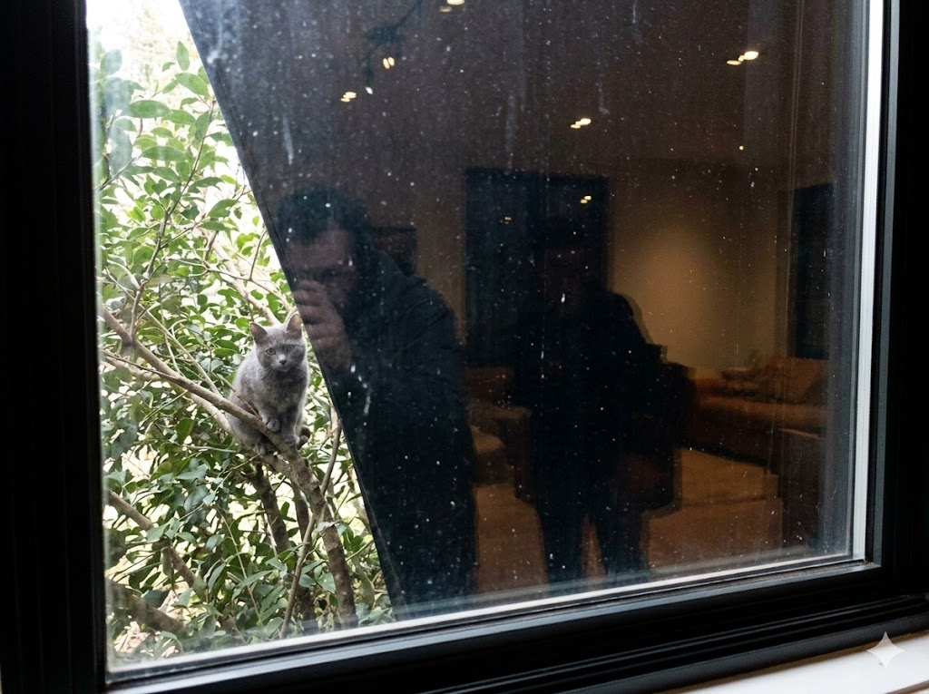 블로그 주인의 의도를 담아 AI로 생성된 유리창에 비쳐서 사진이 제대로 나오지 않은 이미지 